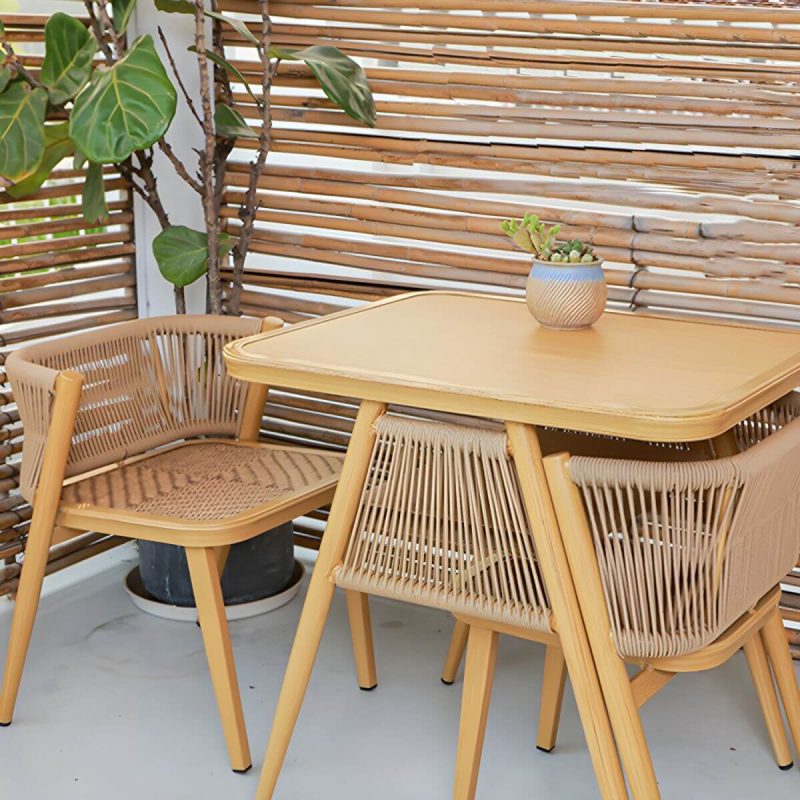 "Contemporary Wood Dining Table Set with 4 Legs Chairs for Courtyard - Table & Chair(s) 31"L x 25"W x 30"H 2 Wood Color"