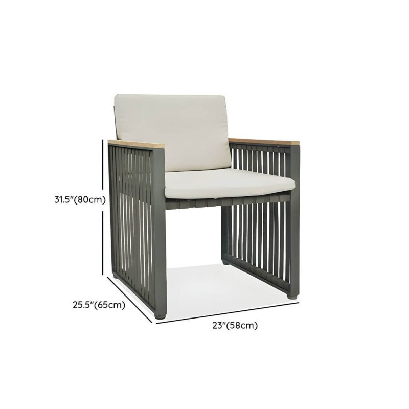 "Dimension of Boho Patio Dining Table Set 1/5/7/9 Pcs Aluminum Frame Patio Dining Table and Chairs - Chair(s) Not Available 1 Grey"