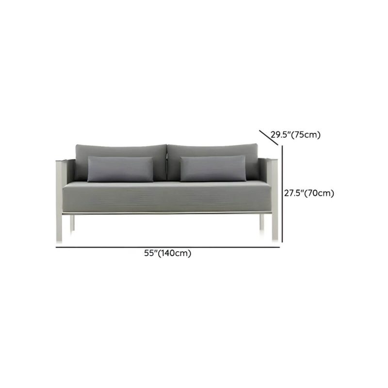 "Dimension of Gray Upholstered Metal Frame Modern Sofa with Removable Cushions - 2-Seater Sofa"