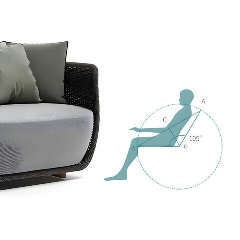 "Scandinavian Linen Sofa with Cushions Water Resistant for Outdoor - Black 2-Seater Sofa"