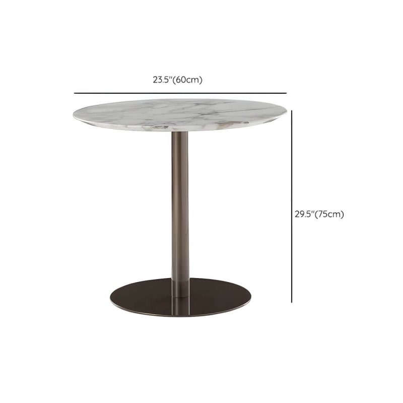 "Dimension of Modern Geometric Waterproof Courtyard Table Metal Base Outdoor Table - Table Only Round Marble 23.6"L x 23.6"W x 29.5"H"