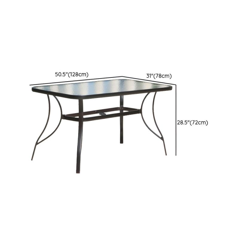 "Dimension of Contemporary Glass Dining Table Set with Black Woven Chairs for Courtyard - Clear Table & Chair(s) 4 50"L x 31"W x 28"H"