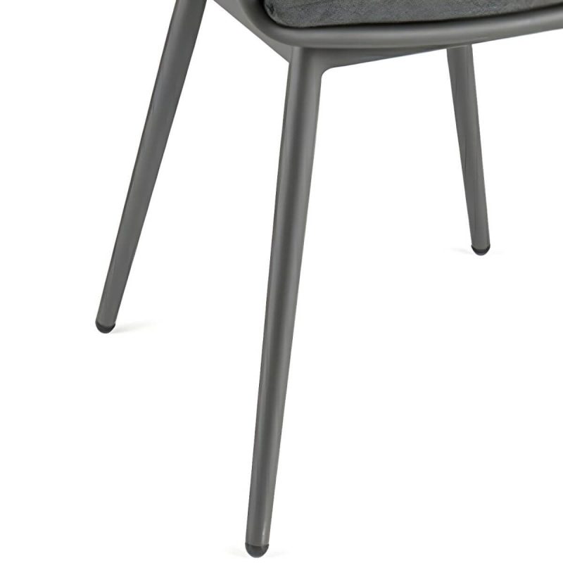 "Modern Gray Aluminum Arm Chair with Sling Back for Outdoor Dining - 6 Piece Set"