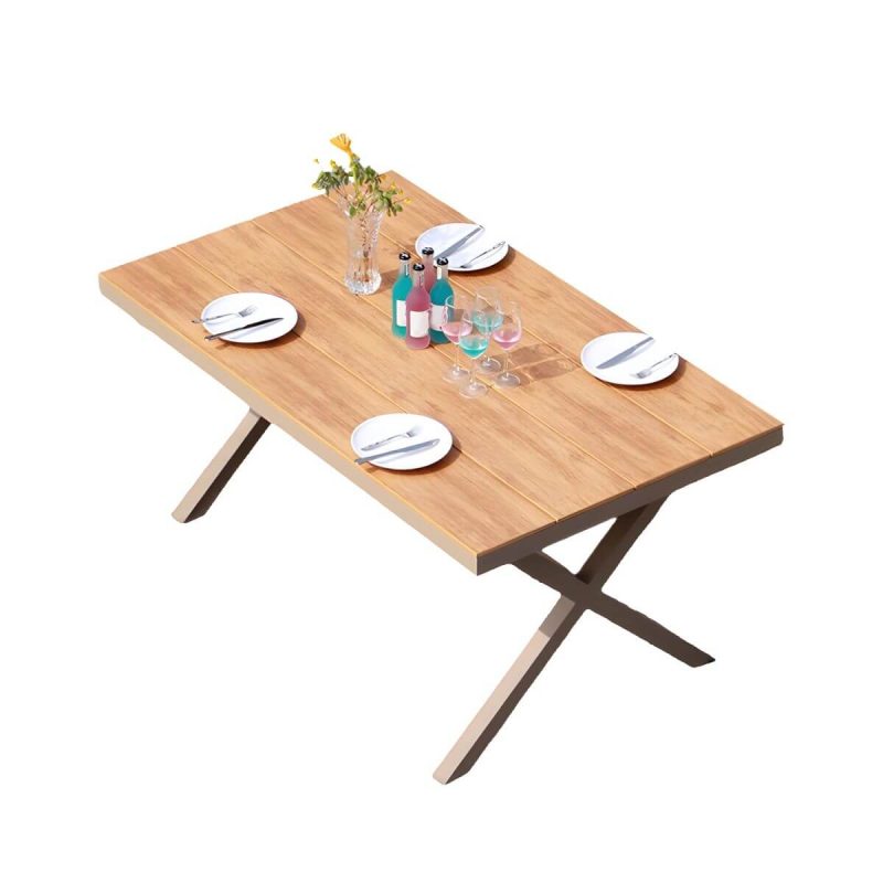 "Brown Patio Table Wooden Contemporary Style in Rectangular Shape - Table Only 51.2"L x 31.5"W x 29.5"H Brown"