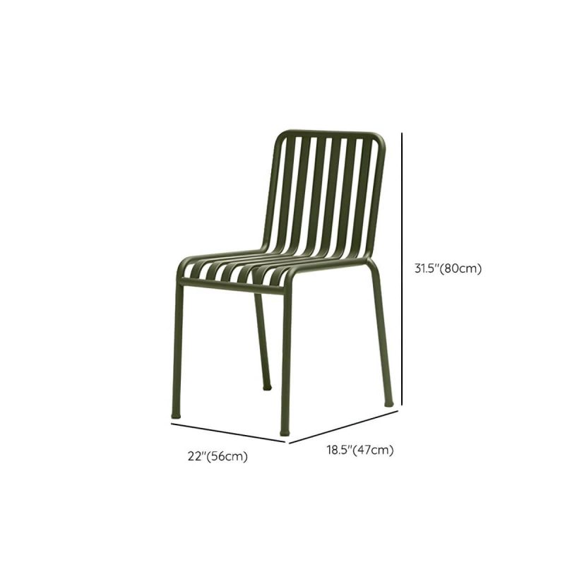 "Dimension of Modern Metal Outdoor Bistro Chairs Open Back Dining Chairs in Green - 22"L x 19"W x 31"H 2 Piece Set"