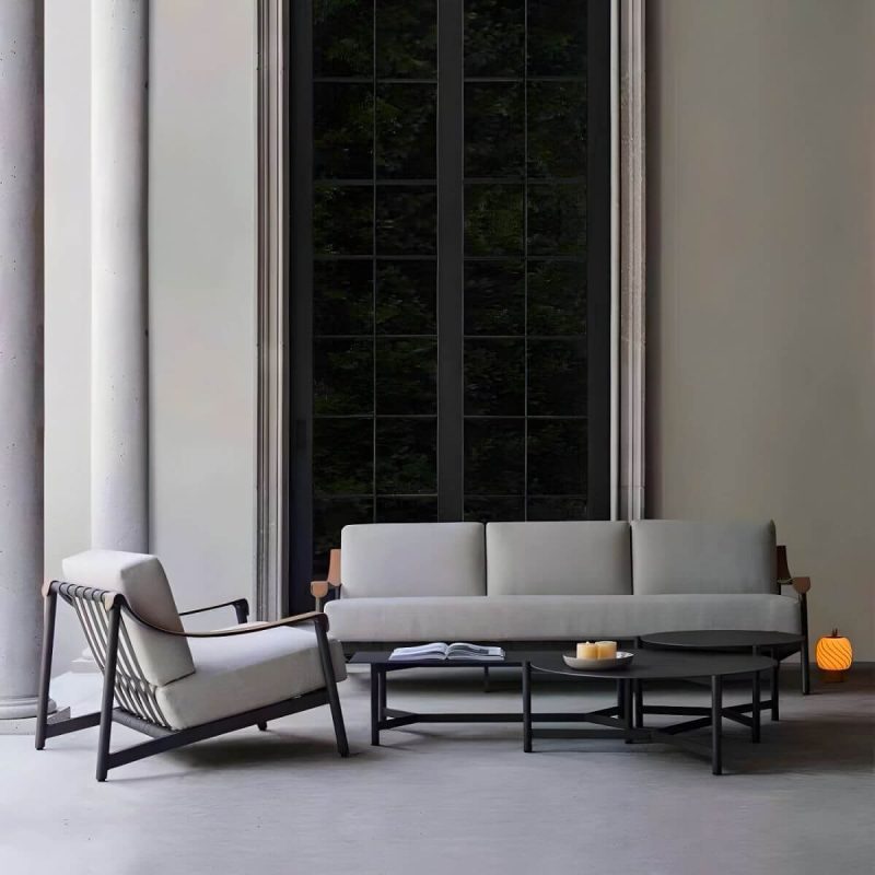 "Gray Metal UV Resistant Patio Sofa No Ceiling 78-Inch Side to Side - 1-Seater Sofa"