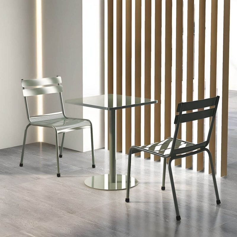 "Iron Waterproof Courtyard Dining Table Combination Modern Multiple Colors - Desk with 2 Chairs Round Green"
