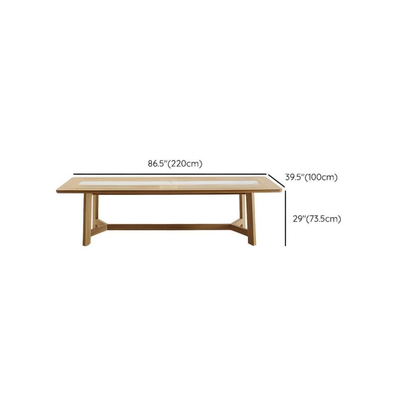 "Dimension of Teak Wood Modern Patio Dining Table with Umbrella Hole - Waterproof and UV Resistant - Table Only 87"L x 39"W x 29"H Rectangular"