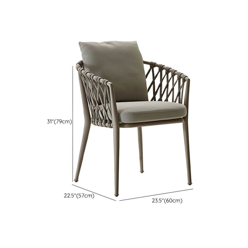 "Dimension of Antique Finish Dining Chair Metallic Tropical Style with Cushions - 1 Piece"