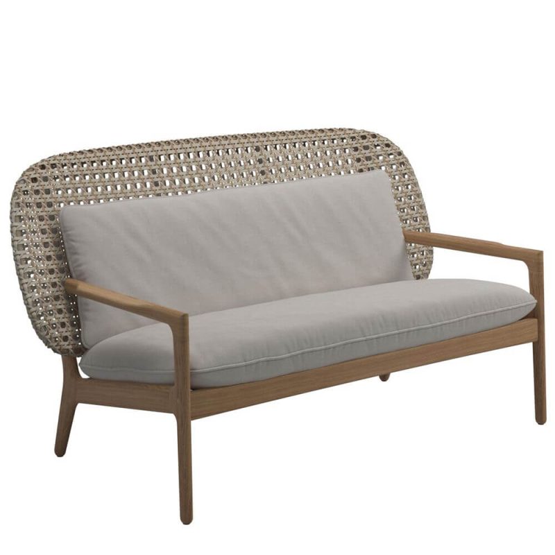 "1 Piece Teak Natural Wood Finish Symmetrical Uv Resistant Seats 2 Loveseat with Cushion, Loveseat"