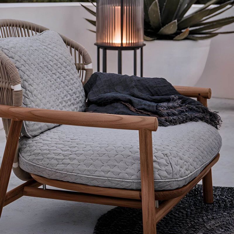 "Tropical Outdoor Patio Sofa Wood With Cushions Brown UV Resistant Patio Sofa - 69"L x 36"W x 45"H"
