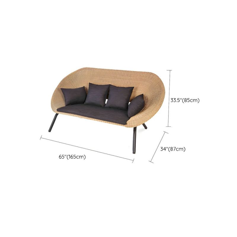 "Dimension of Wicker Natural Water Resistant and UV Resistant 1 Piece Outdoor Patio Sofa - Loveseat"