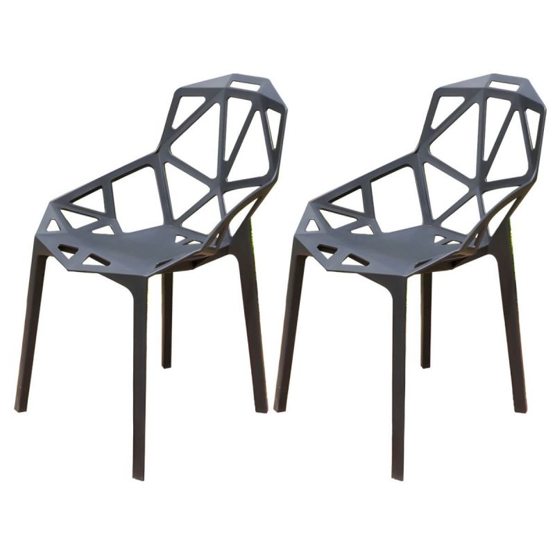 "Stacking Dining Armchair Contemporary Plastic Patio Arm Chair - 21"L x 20"W x 32"H 2 Piece Set"