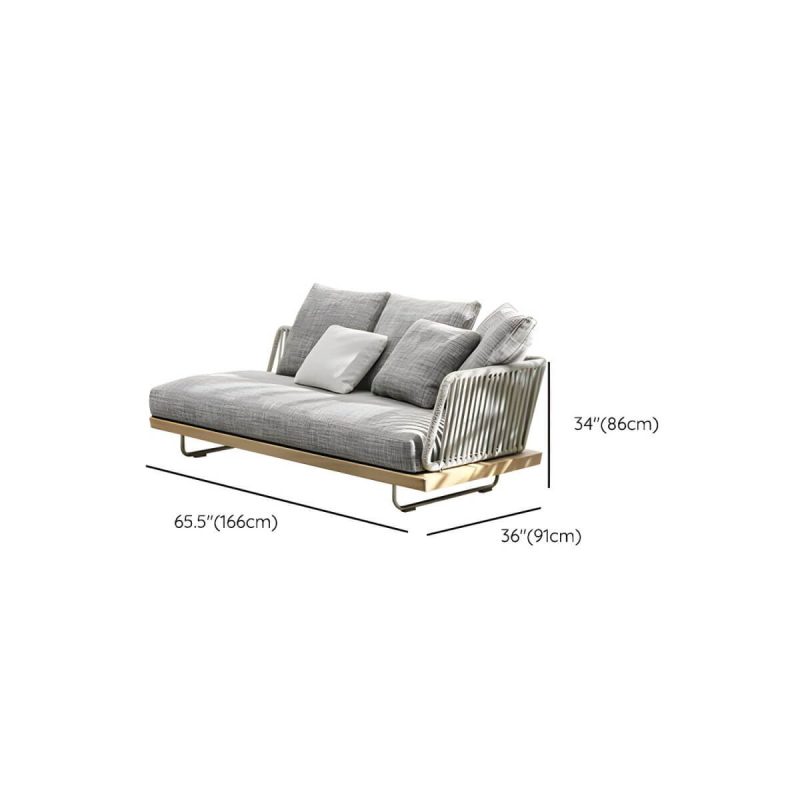 "Dimension of Scandinavian Patio Sofa Wood Fade Resistant Outdoor Patio Sofa - Left Corner Sofa Ash 65"L x 35.5"W x 33"H"