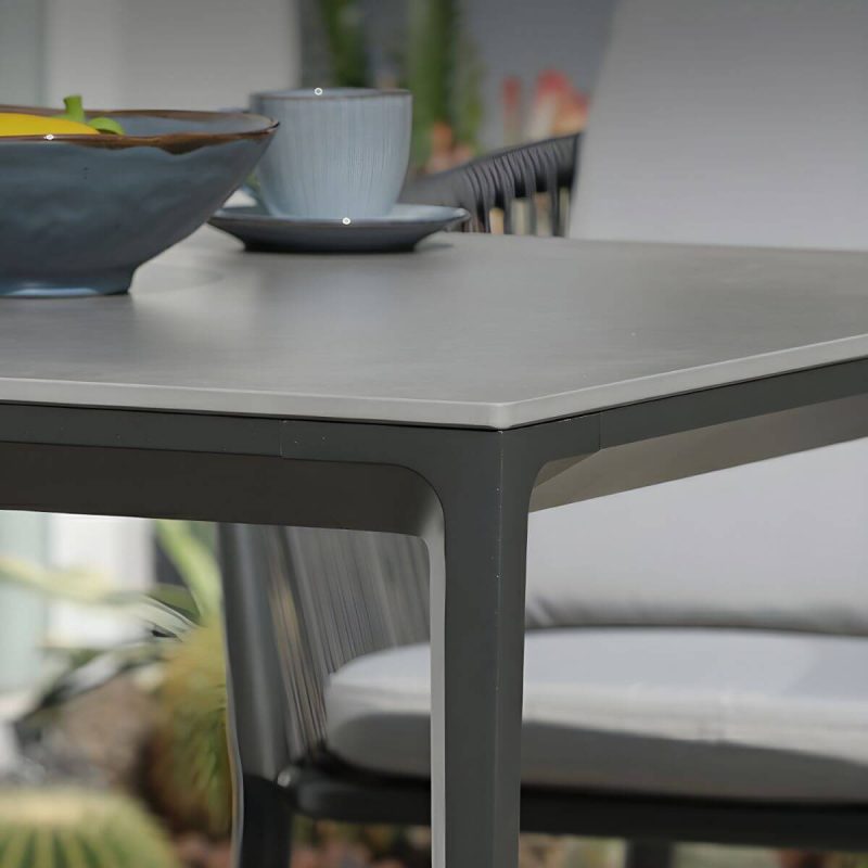 "Grey Patio Table Stone Contemporary Style in Rectangular/Square Shape - Table Only 63"L x 35.4"W x 29.5"H"