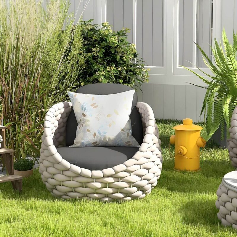 "Modular Gray Metal Modern Sofa with Upholstered Cushions for Versatile Outdoor Seating - 55"L x 33.5"W x 28"H"