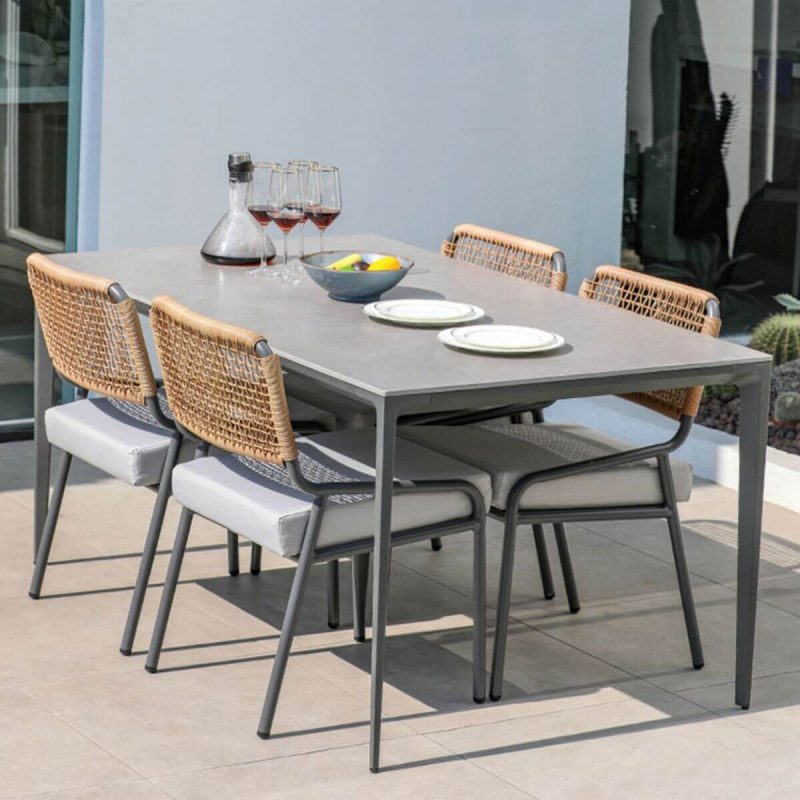 "Contemporary Aluminum Frame Patio Table Outdoor Rust Resistant Patio Table - Square 35.4"L x 35.4"W x 29.5"H Table Only"