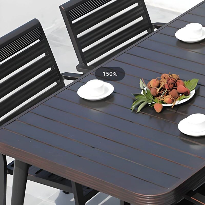 "Modern Aluminium Waterproof Courtyard Table Geometric Outdoor Table - Table Only 59.1"L x 35.4"W x 29.5"H"