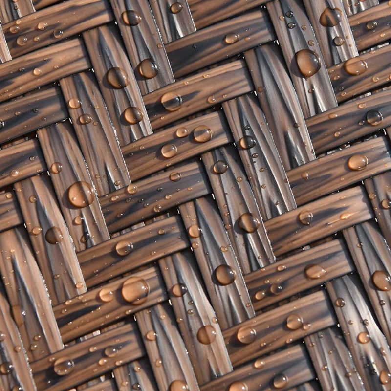 "Contemporary Brown Dining Table Set 2 Woven Chairs for Courtyard - Table & Chair(s) 2 Brown"