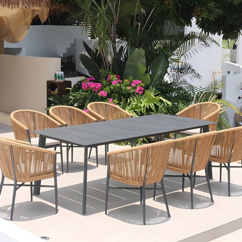 "Mid-Century Modern Dining Table Set with 4 Legs Chair for Outdoors - Table & Chair(s) 87"L x 39"W x 29"H 8"