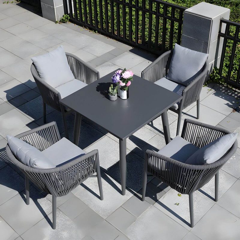 "Contemporary Aluminum Frame Patio Table Water and UV Resistant Patio Table - 31.5"L x 31.5"W x 28.7"H Square Table Only"