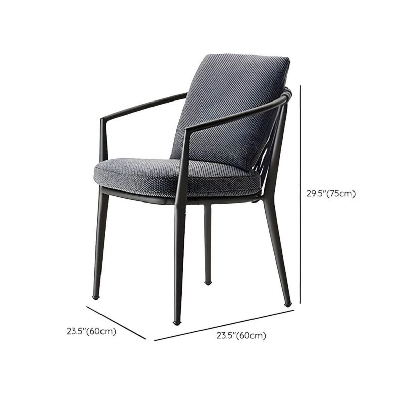 "Dimension of Modern Dining Side Chair Aluminum Outdoor Bistro Chairs with Arm - Blue 2 Piece Set"