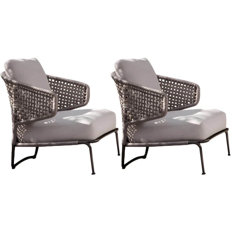 "Tropical Outdoor Chair with Removable Water Repellent Finish Cushion - 26"L x 28"W x 31"H With Arms 2 Piece Set"