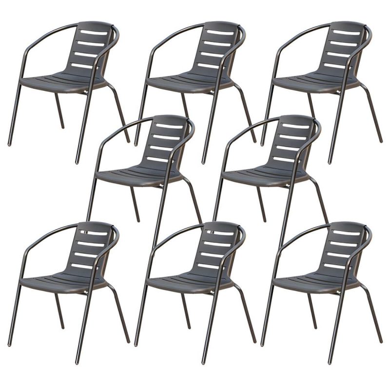 "Stacking Dining Armchair Contemporary Plastic Patio Arm Chair - 20"L x 17"W x 28"H 8 Piece Set"