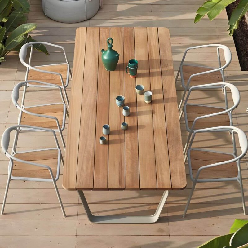 "Farmhouse Aluminum With Arm Open Back Stacking Patio Dining Chair - 1 Piece Black Ash"