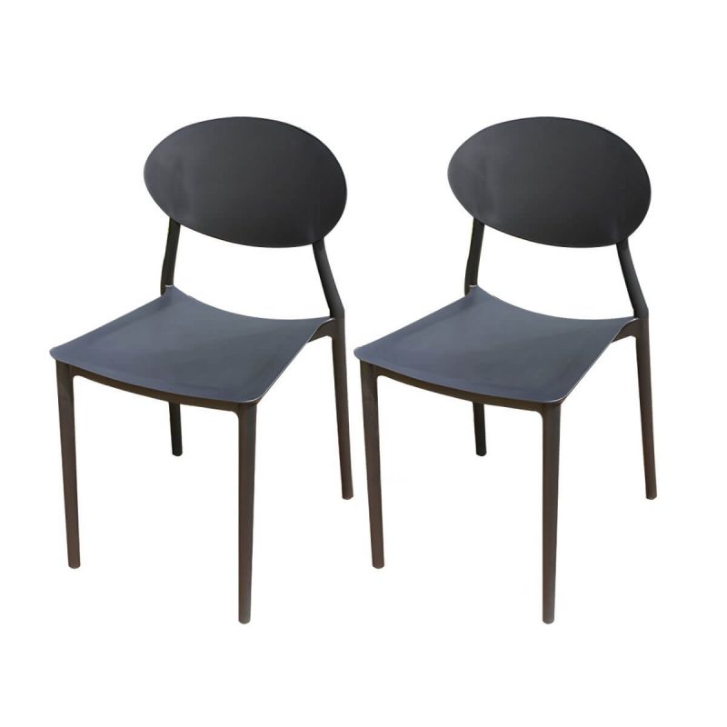 "Stacking Dining Armchair Contemporary Plastic Patio Arm Chair - 15"L x 18"W x 33"H 2 Piece Set"