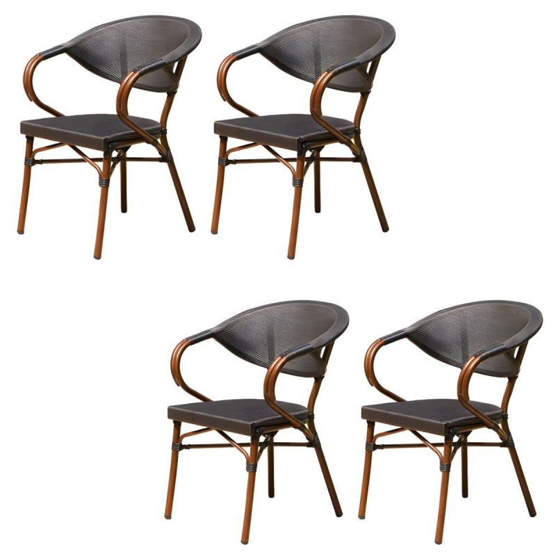"Modern Style Steel Frame UV and Water Protective Outdoor Dining Chair - 22"L x 22"W x 32"H 4 Piece Set"