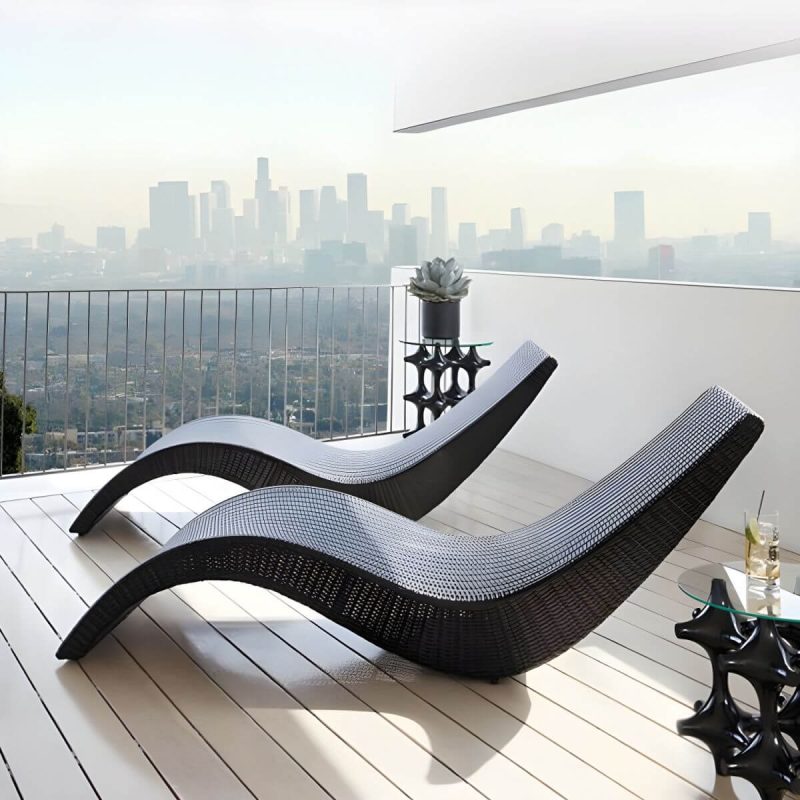 "Tropical Patio Daybed Wicker/Rattan UV Resistant Beige Mildew Resistant - Coffee"