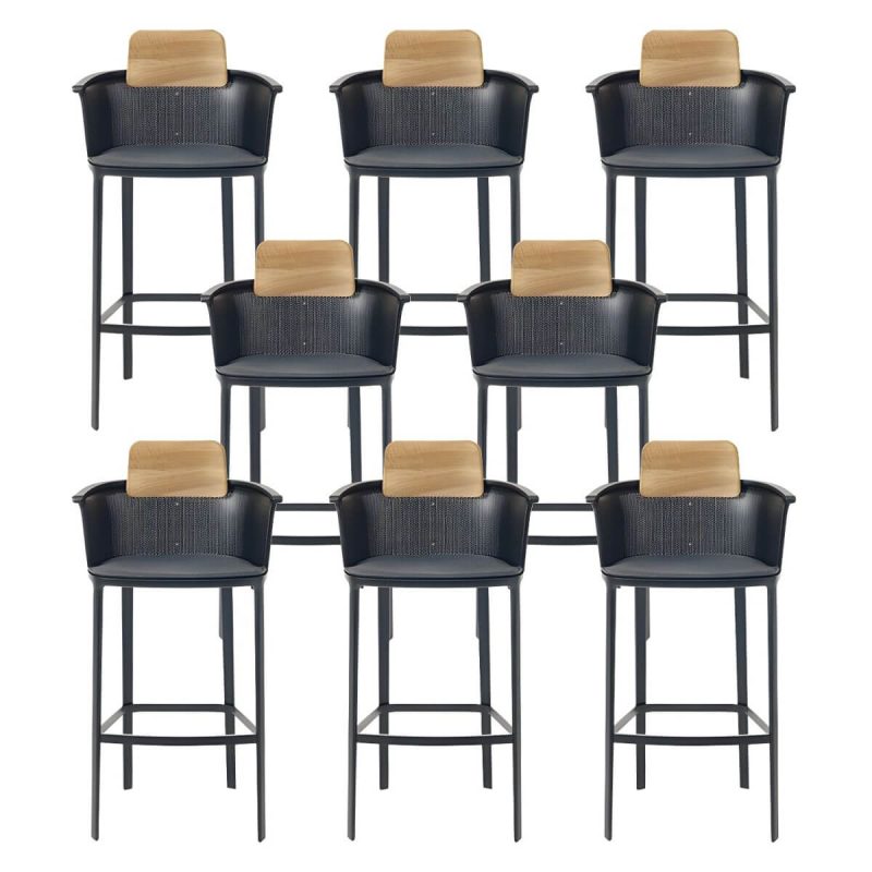 "Contemporary with Arm Dining Chairs Metal Patio Dining Side Chair - 8 Piece Set Stainless Steel"