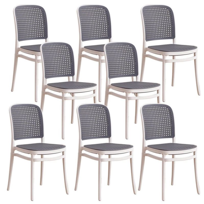 "Contemporary Dining Side Chair with Metal Legs Stacking Side Chair - Grey 8 Piece Set"