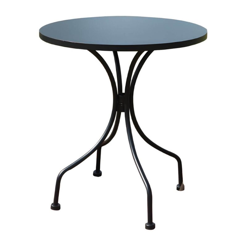 "Modern Geometric Waterproof Courtyard Table Metal Base Outdoor Table - Table Only Round Black 27.6"L x 27.6"W x 28.5"H"