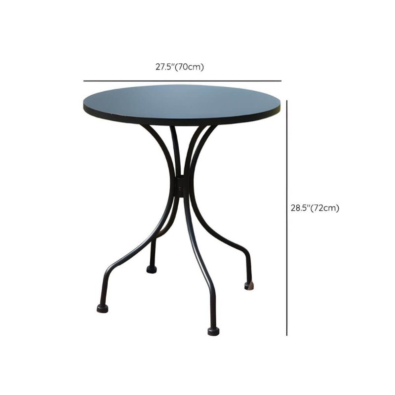 "Dimension of Modern Geometric Waterproof Courtyard Table Metal Base Outdoor Table - Table Only Round Black 27.6"L x 27.6"W x 28.5"H"