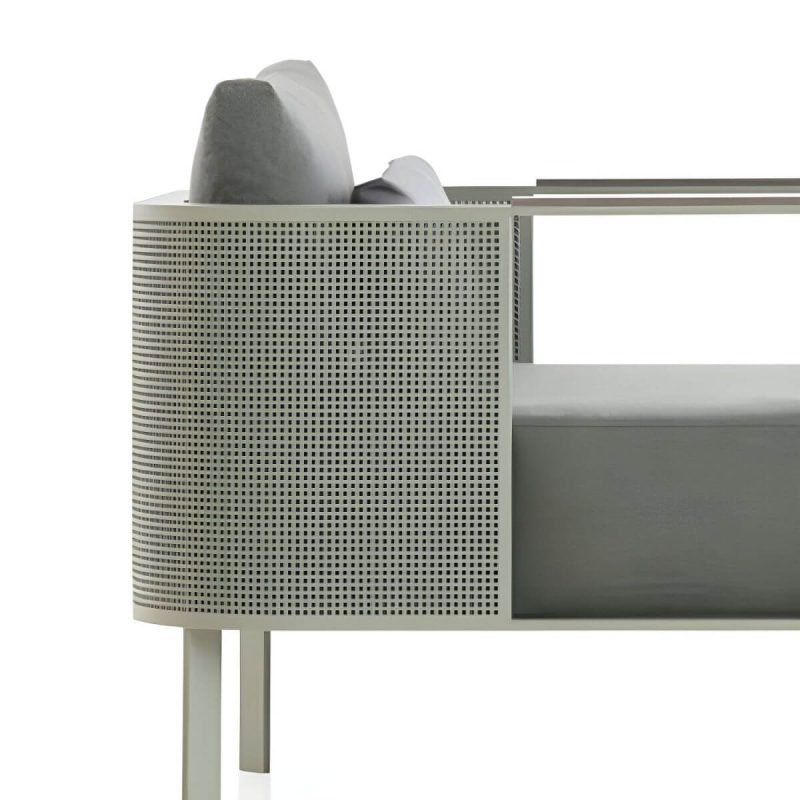 "Metal Frame Outdoor Patio Sofa Industrial Water Resistant Patio Sofa - Left Armrest Double Seat 53"L x 30"W x 28"H"