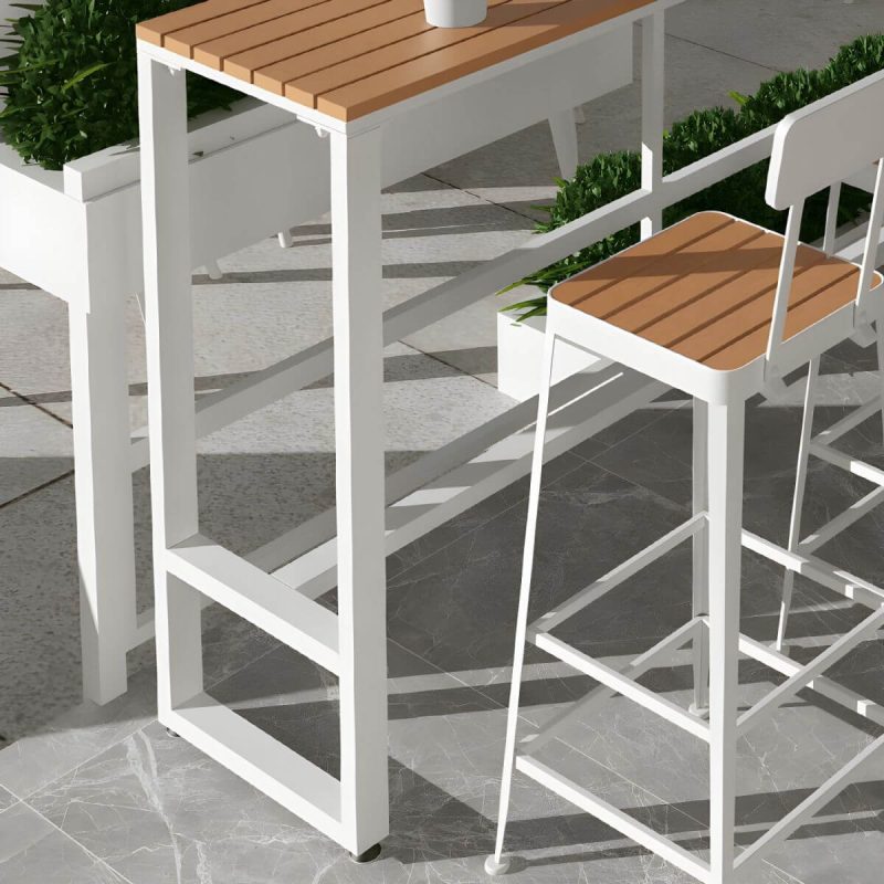 "Industrial Artificial Wood Bar Table Set 1/4/5 Pieces Counter Table Set for Outdoor - Table & Chair(s) 47.2"L x 15.7"W x 41.3"H 4 White"