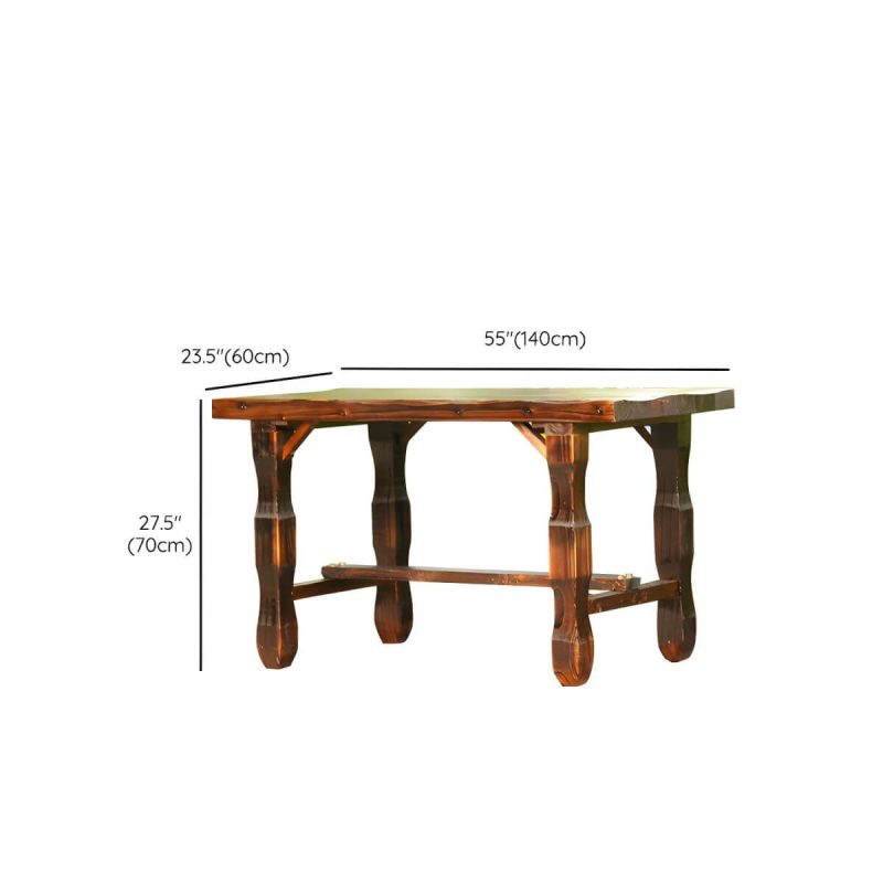 "Dimension of Rustic Rectangle Balcony Table Solid Wood Accent Table for Patio - 55"L x 24"W x 27.5"H Table Only"