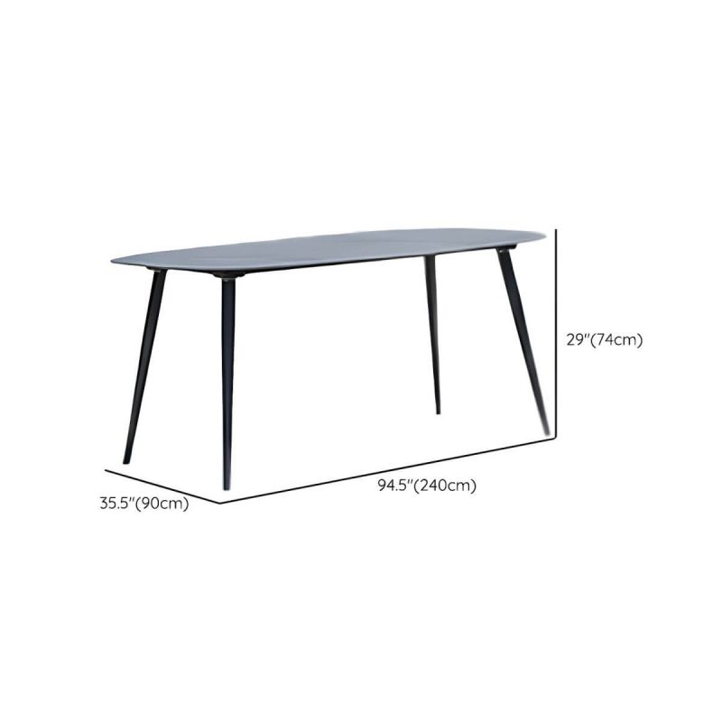 "Dimension of Contemporary Dining Table Set with Woven Chairs for Courtyard - Table & Chair(s) 240 x 90 x 74 cm 6"
