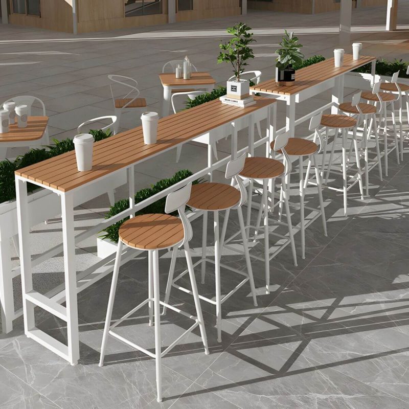 "Industrial Artificial Wood Bar Table Set 1/4/5 Pieces Counter Table Set for Outdoor - Table & Chair(s) 47.2"L x 15.7"W x 41.3"H 4 White"