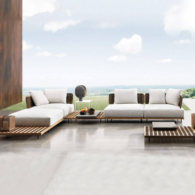"Vibrant Orange Linen Fabric Outdoor Sofa Seating Group with 3 Tables, 9-Piece Set, 9-Piece Set (4 Chairs & 2 Corner Sofas & 3 Coffee Tables)"