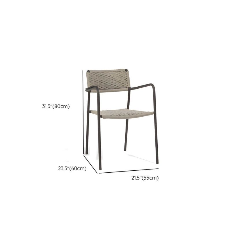 "Dimension of Contemporary Aluminum Frame Water Repellent Patio Dining Chair with Arm - 1 Piece"