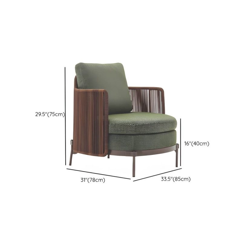 "Dimension of Waterproof and Durable Brown Metal Modern Sofa with Cushions - 1-Seater Sofa"