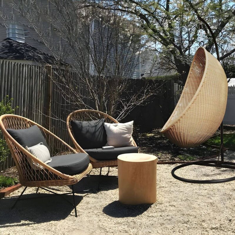"Tropical Outdoors Dining Chair Rattan Side Chair with Cushion - 27.6"L x 29.5"W x 31.5"H Black 4 Piece Set"