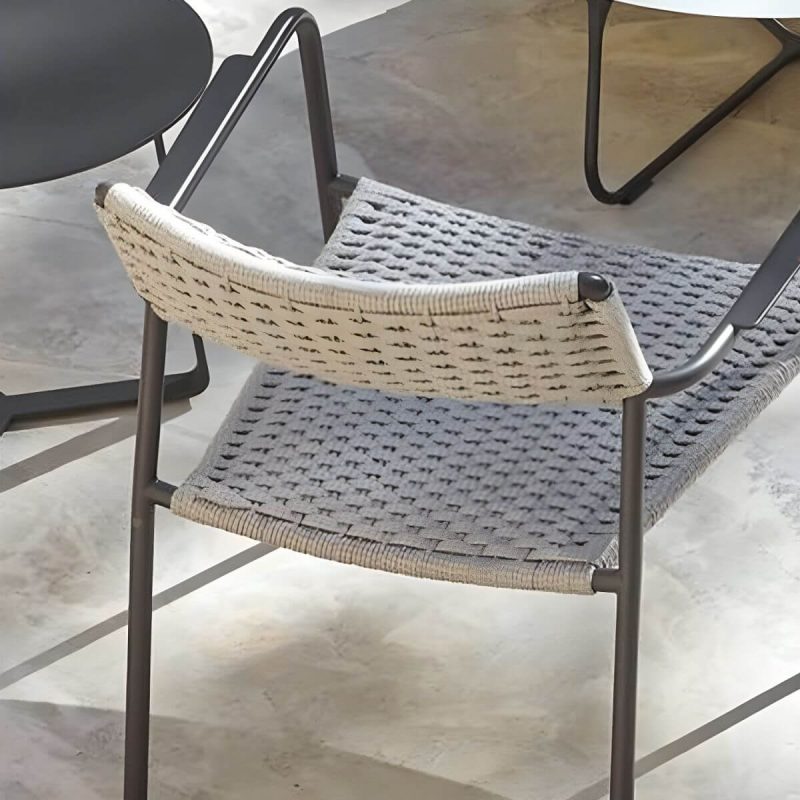 "Rattan Contemporary Aluminum Stacking Patio Arm Chair in Gray - 0.08" Aluminum Pipe 2 Piece Set"