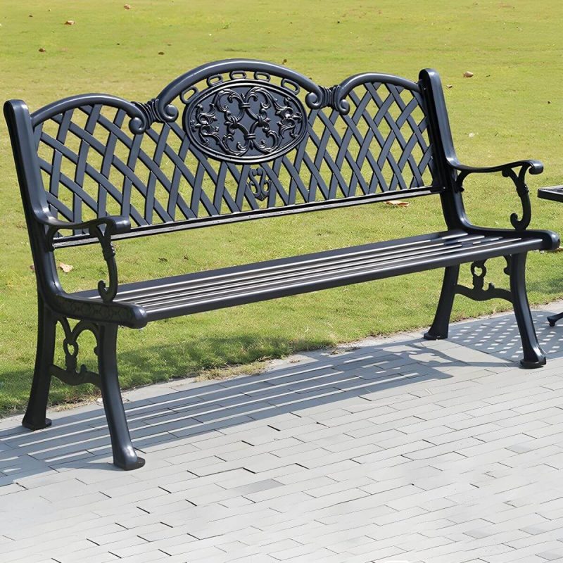 "Contemporary Accent Bench with Legs Water Resistant for Outdoor - Black 59"L x 24"W x 34"H"