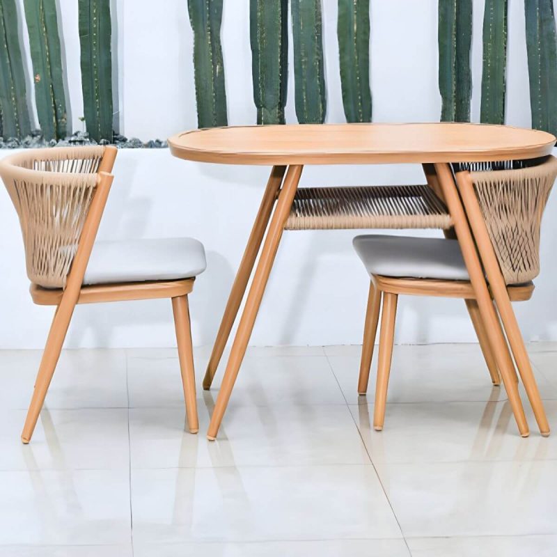 "Contemporary Wood Dining Table Set with 4 Legs Chairs for Courtyard - Table & Chair(s) 41"L x 22"W x 30"H 2 Wood Color"