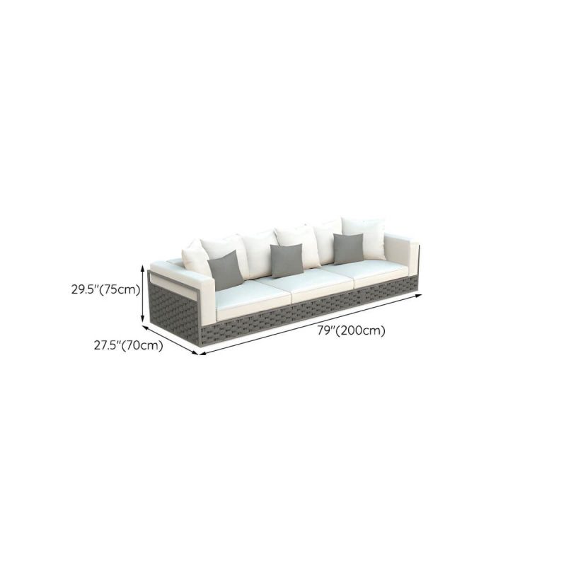 "Dimension of French Country Style Outdoor Sofa Tuxedo Arm Loveseat in Grey - 78.7"L x 27.6"W x 29.5"H"