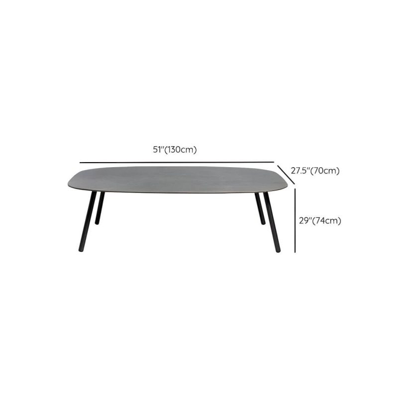 "Dimension of Contemporary Style Metal Patio Table Rectangle/Oval Shape in Brown - Table Only 51"L x 28"W x 29"H Oval"
